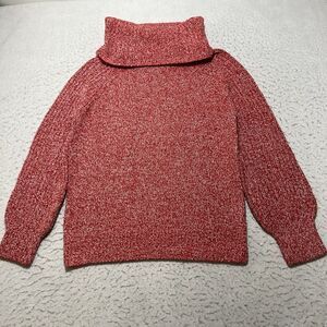 Nine West Women's Small Marled Red Turtle Neck Sweater Knit Pullover Top